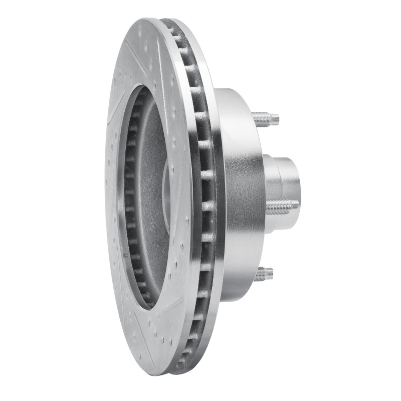 Ford E-150 Econoline Club Wagon Brake Rotor (1) - Front Left - R1 Concepts - Drilled & Slotted - Silver - `94-`01